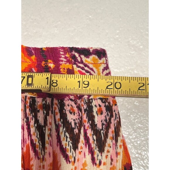 chaudry kc XL Crinkle Peasant Gipsy Skirt Orange/Pink/Yellow Boho Y2K Career - Picture 7 of 15